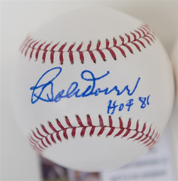 Lot of (4) Signed Baseballs w/ Doerr (HOF), Jenkins (HOF), Bowa, and Boone