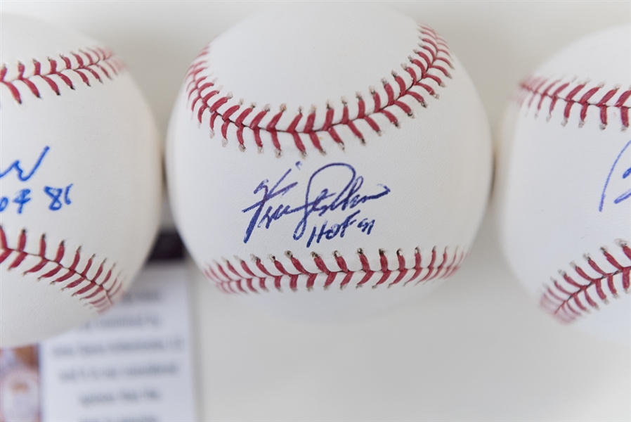 Lot of (4) Signed Baseballs w/ Doerr (HOF), Jenkins (HOF), Bowa, and Boone
