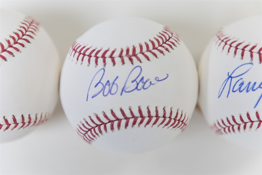 Lot of (4) Signed Baseballs w/ Doerr (HOF), Jenkins (HOF), Bowa, and Boone