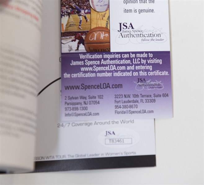 RARE Serena Williams Autographed Dubai Tennis Tour Book (JSA COA)