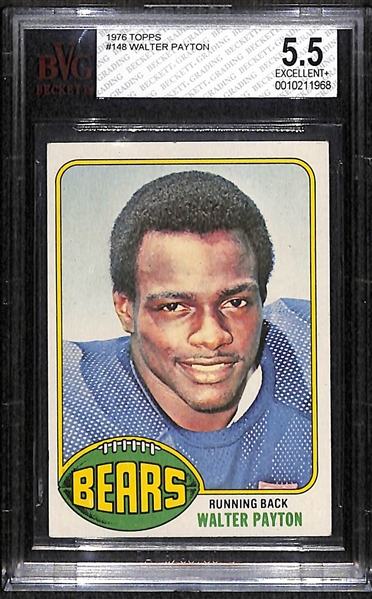 1976 Topps Walter Payton Rookie Card (#148) Graded Beckett BVG 5.5