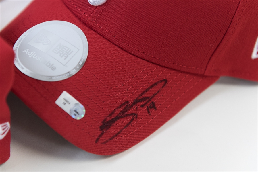 Lot of 7 Signed Phillies Player/Coach Hats (All MLB Certified) - with Wally Joyner and Erik Kratz