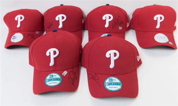 Lot of 6 Signed Phillies Hats (All MLB Certified) - with Erik Kratz