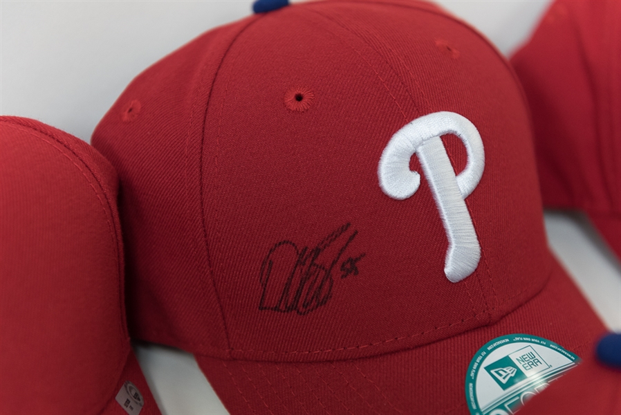 Lot of 6 Signed Phillies Hats (All MLB Certified) - with Erik Kratz