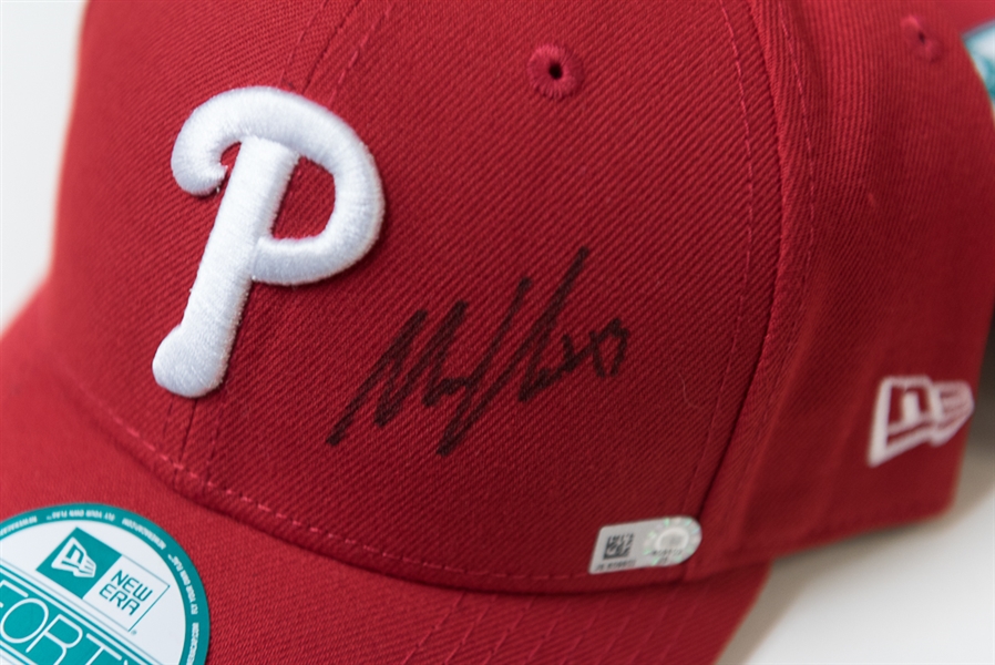 Lot of 10 Signed Phillies Hats (All MLB Certified) - with Clay Buchholz, Darin Ruf, Cody Asche, +