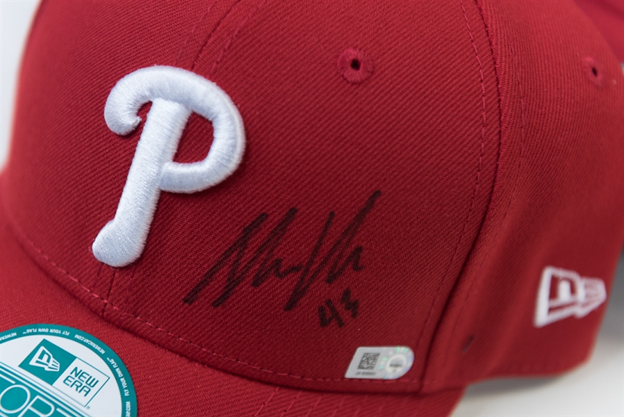 Lot of 10 Signed Phillies Hats (All MLB Certified) - with Clay Buchholz, Darin Ruf, Cody Asche, +