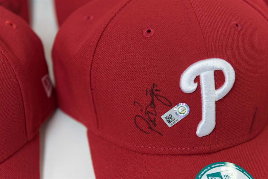 Lot of 10 Signed Phillies Hats (All MLB Certified) - with Clay Buchholz, Darin Ruf, Cody Asche, +