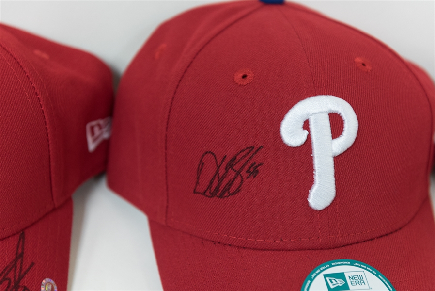 Lot of 10 Signed Phillies Hats (All MLB Certified) - with Clay Buchholz, +