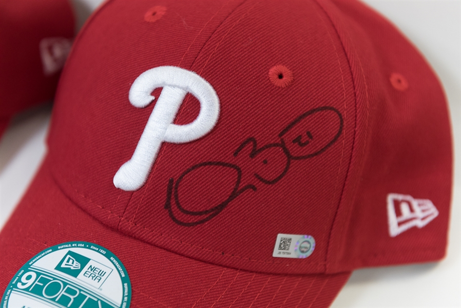 Lot of 10 Signed Phillies Hats (All MLB Certified) - with Clay Buchholz, +