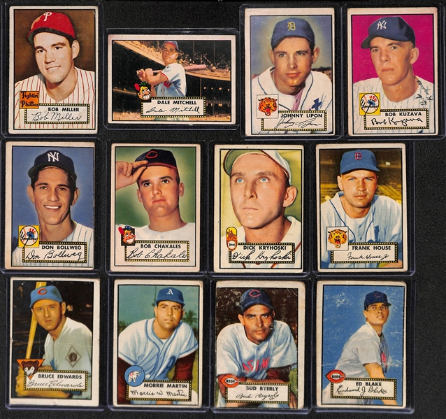 Lot of 12 - 1952 Topps Baseball Cards w. Bob Miller