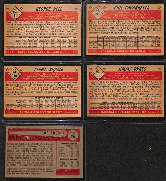 Lot of 19 - 1953 Bowman Baseball Cards w. George Kell & (1) 1954 Bowman Adcock