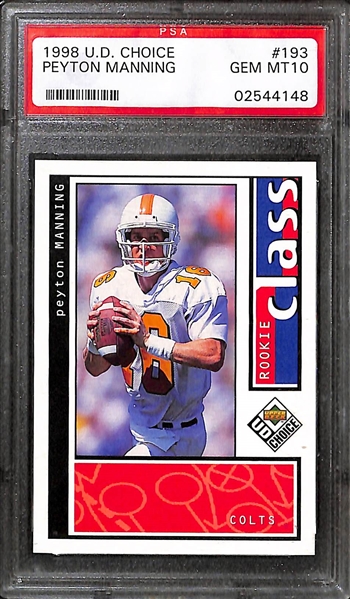 Lot of (2) Gem Mint Peyton Manning Rookies (Bowman BGS 9.5 and UD Choice PSA 10)