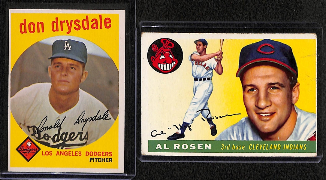 Lot of 16 - 1955-1961 Topps Baseball Cards w. 1959 Don Drysdale