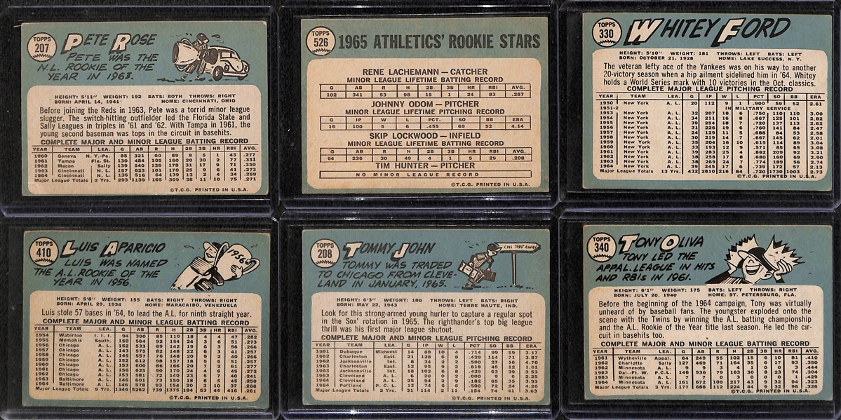 Lot of 17 - 1965 Topps Baseball Cards w. Rose/Ford/Hunter Rookie Cards
