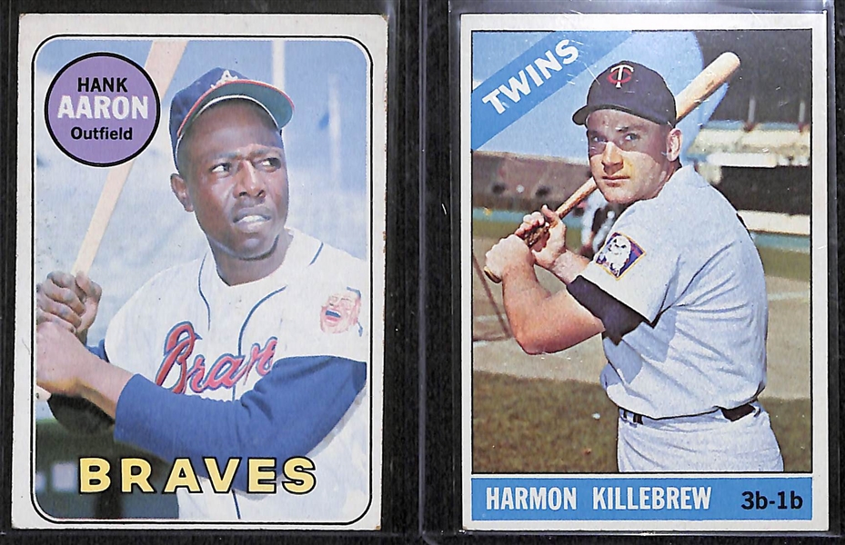 Lot of 12 1966-1970 Topps Baseball Cards w. 1969 Hank Aaron