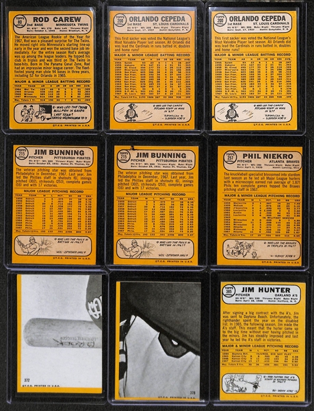 Lot of 105 - 1968 Topps Baseball Cards w. Rod Carew