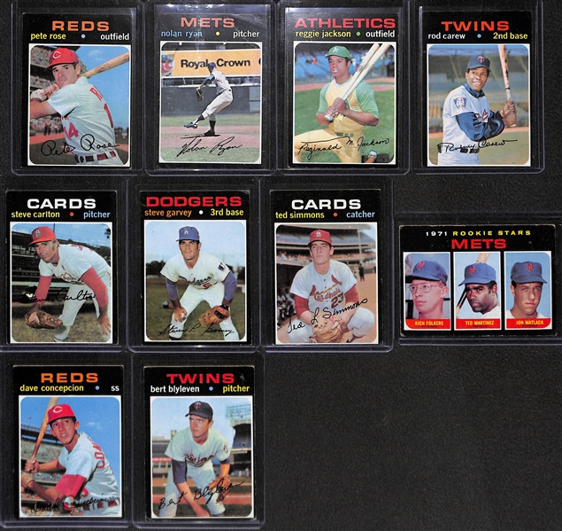 Lot of 130 - 1971 Topps Baseball Cards w. Rose, Ryan, & Reggie Jackson