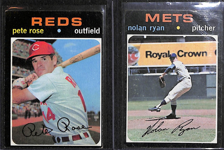 Lot of 130 - 1971 Topps Baseball Cards w. Rose, Ryan, & Reggie Jackson