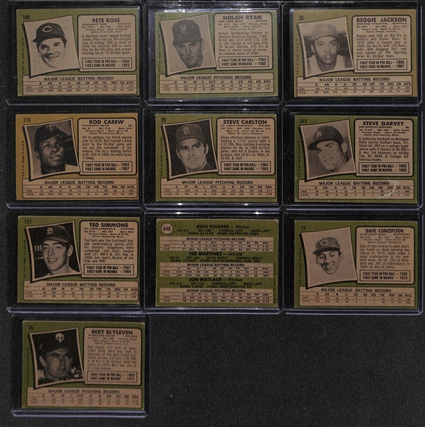 Lot of 130 - 1971 Topps Baseball Cards w. Rose, Ryan, & Reggie Jackson