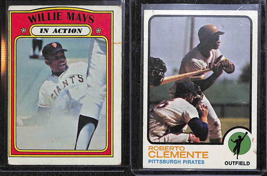 Lot of 21 - 1972-74 Topps Baseball Cards w. 1973 Clemente & 1974 Winfield