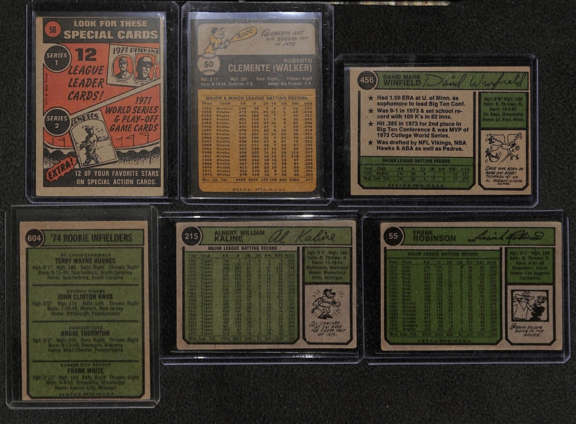 Lot of 21 - 1972-74 Topps Baseball Cards w. 1973 Clemente & 1974 Winfield