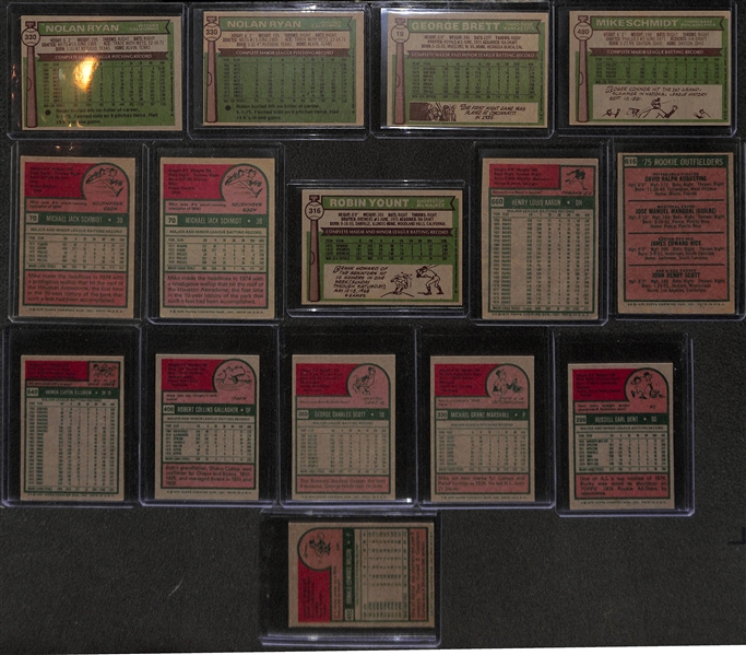 Lot of 39 - 1975-76 Topps Baseball Cards w. (2) 1976 Nolan Ryan Cards