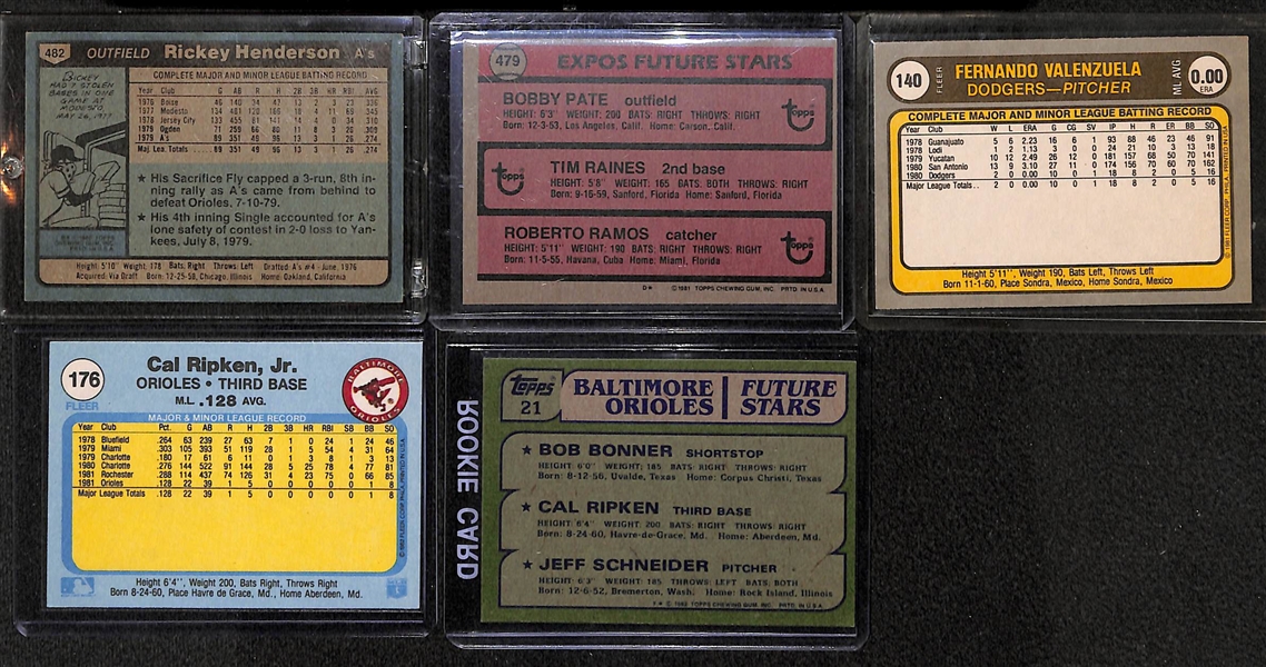 Lot of 27 - 1980-82 Topps & Fleer Baseball Rookie Cards w. (3) 1980 Henderson & (2) 1982 Ripken