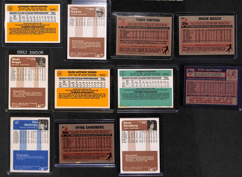 Lot of 43 - 1983-84 Topps/Fleer/Donruss Baseball Cards w. Gwynn, Sandberg, Boggs, & Mattingly - Mixed Rookies & Stars