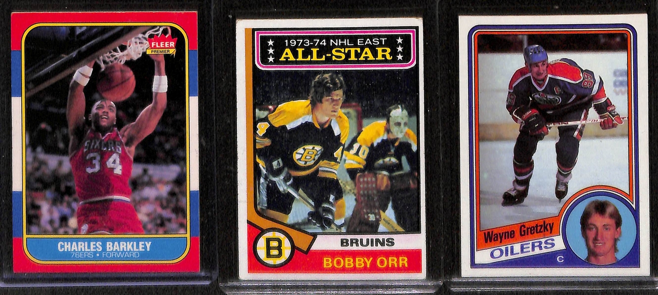 Lot of 55 - 1970-88 Basketball & Hockey Cards w. 1970-71 Oscar Robertson & 1986 Fleer Barkley