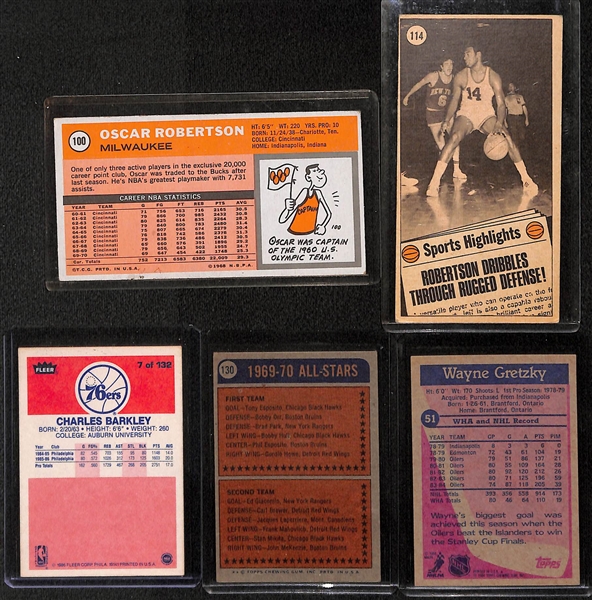Lot of 55 - 1970-88 Basketball & Hockey Cards w. 1970-71 Oscar Robertson & 1986 Fleer Barkley
