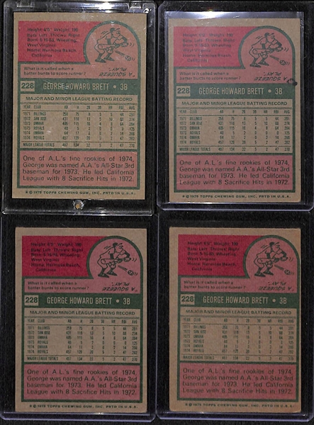 Lot of 4 - 1975 Topps Baseball George Brett Rookie Cards