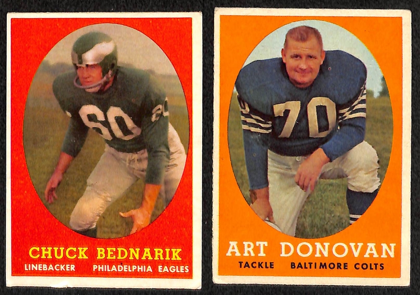 Lot of 159 Different 1957-1959 Topps Football Cards w. 1957 Pete Retzlaff