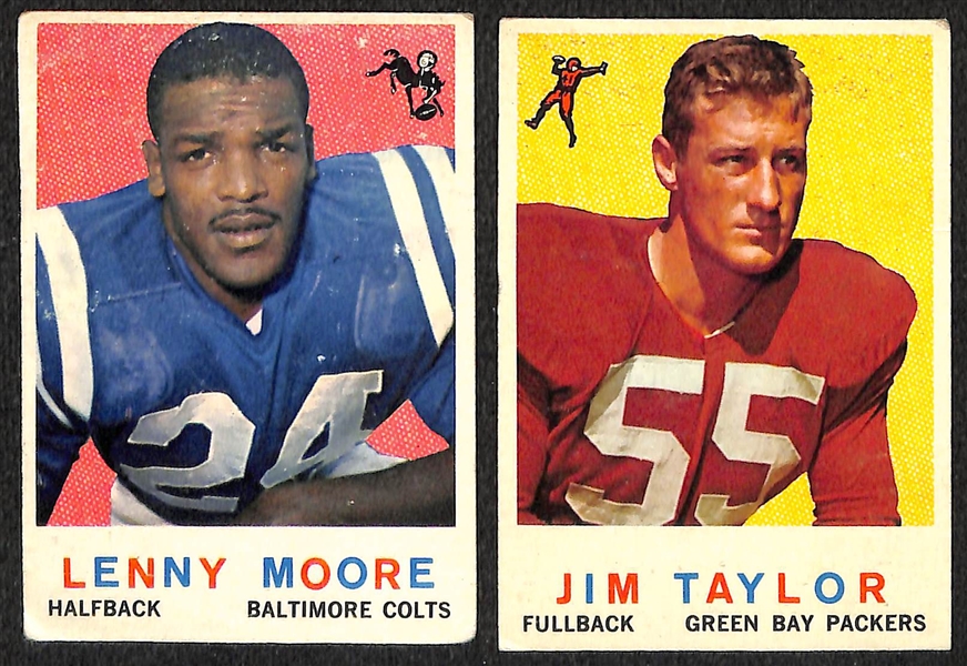 Lot of 159 Different 1957-1959 Topps Football Cards w. 1957 Pete Retzlaff
