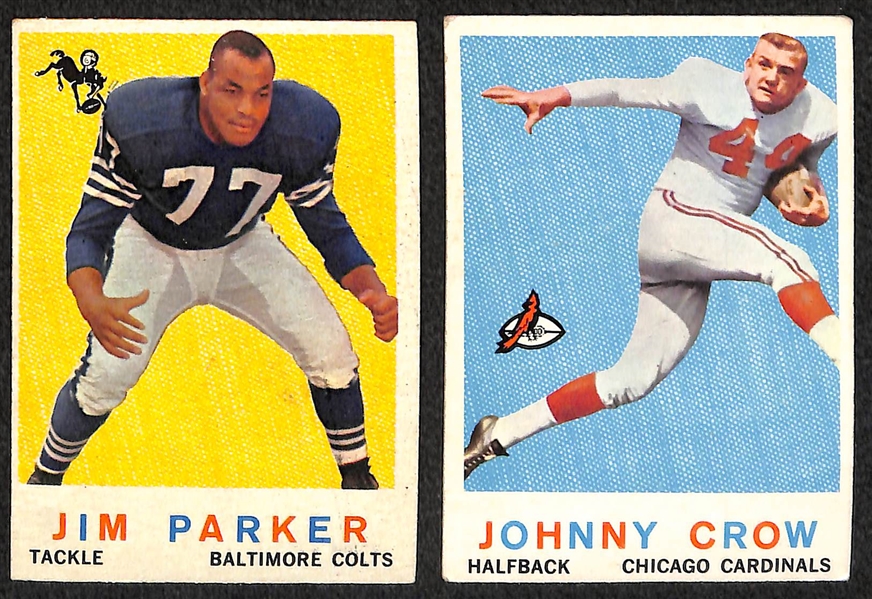 Lot of 159 Different 1957-1959 Topps Football Cards w. 1957 Pete Retzlaff