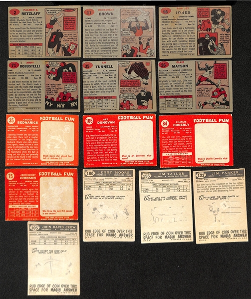 Lot of 159 Different 1957-1959 Topps Football Cards w. 1957 Pete Retzlaff