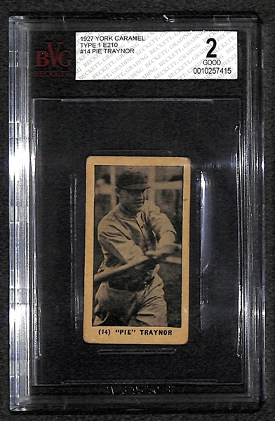1927 York Caramel E210 Pie Traynor (HOFer) Graded Beckett 2 (Good) - Pittsburgh Pirates