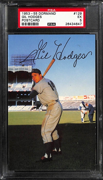 Lot of 2 - 1953-55 Dormand Post Cards - Gil Hodges & Carl Furillo - PSA 5