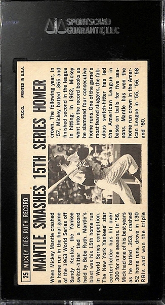 1964 Topps Giants #25 Mickey Mantle Card SGC 60 (EX 5)