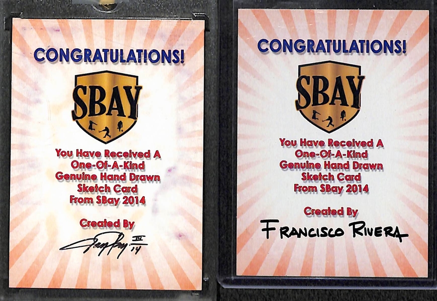 Lot of 2 - 2014 SBAY Artist's Sketch Cards - Both 1 of 1 - Michael Jordan & LeBron James