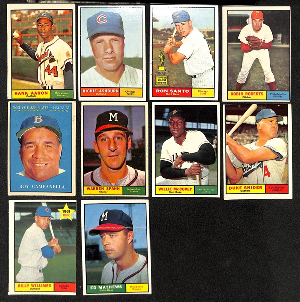 Lot of 283 Different 1961 Topps Baseball Cards w. Willie McCovey