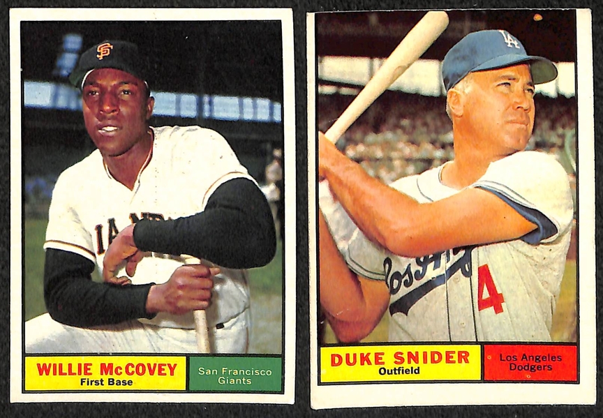 Lot of 283 Different 1961 Topps Baseball Cards w. Willie McCovey