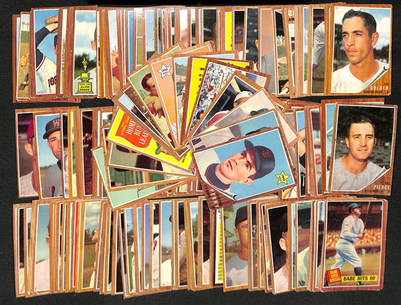 Lot of 214 Different 1962 Topps Baseball Cards w. Gaylord Perry Rookie Card