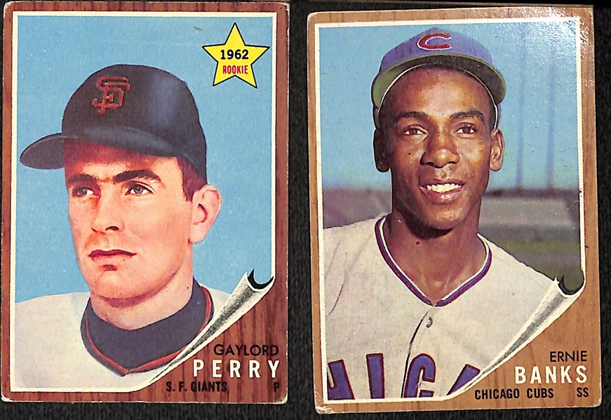 Lot of 214 Different 1962 Topps Baseball Cards w. Gaylord Perry Rookie Card