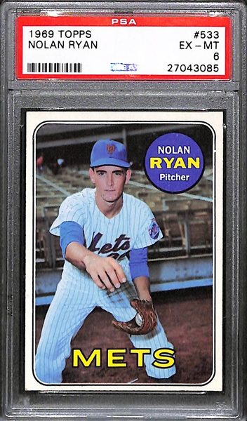 1969 Topps Nolan Ryan (2nd Year) #533 Graded PSA 6 (EX-Mint)
