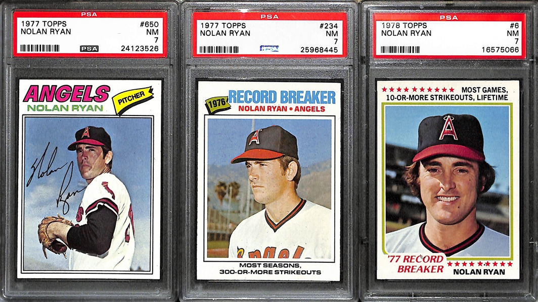 1977-1986 Topps Nolan Ryan PSA Graded Lot (13 Cards) all PSA 7, 8, or 9