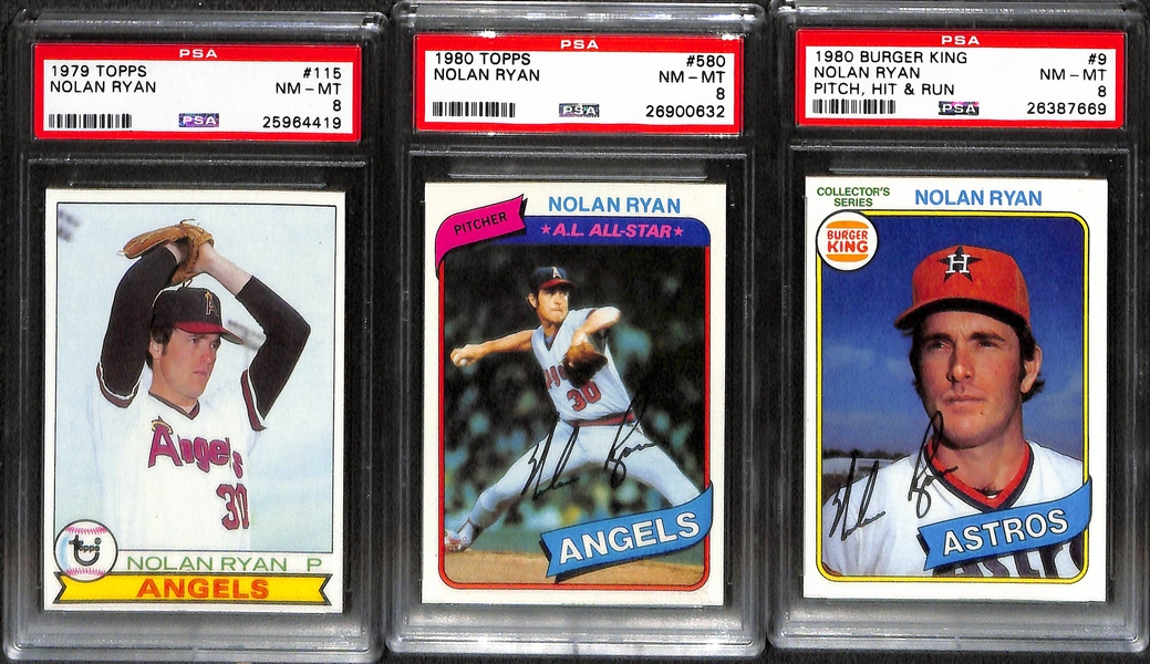 1977-1986 Topps Nolan Ryan PSA Graded Lot (13 Cards) all PSA 7, 8, or 9