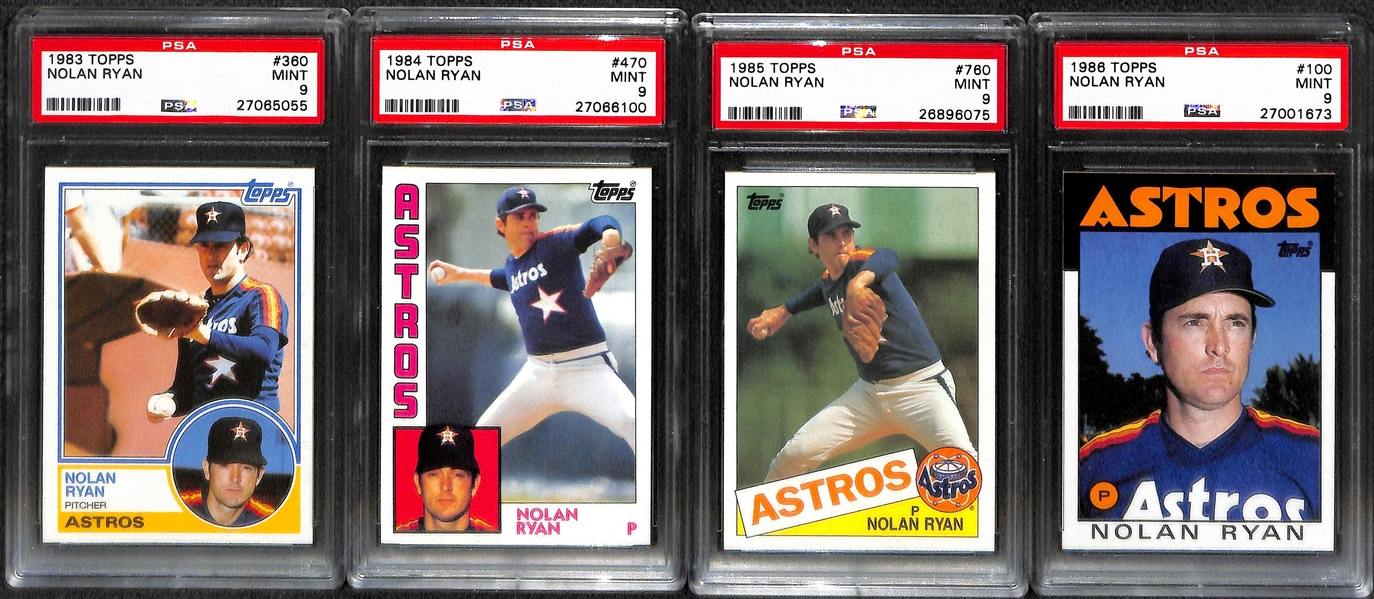 1977-1986 Topps Nolan Ryan PSA Graded Lot (13 Cards) all PSA 7, 8, or 9