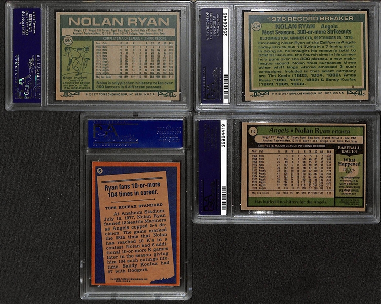 1977-1986 Topps Nolan Ryan PSA Graded Lot (13 Cards) all PSA 7, 8, or 9
