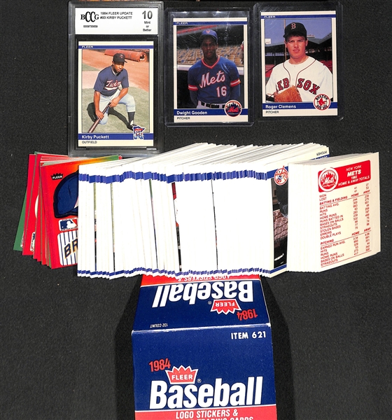 1984 Fleer Update Set w/ Gooden, Clemens, and Puckett Rookies (Puckett Graded BCCG 10)