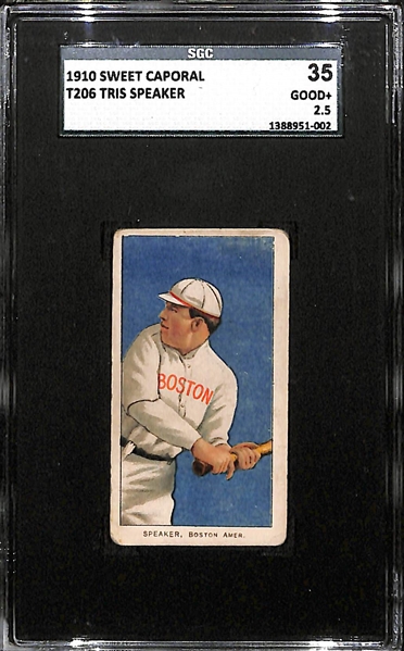1910 T206 Tris Speaker HOF Sweet Caporal Back SGC 35 (2.5) Good+